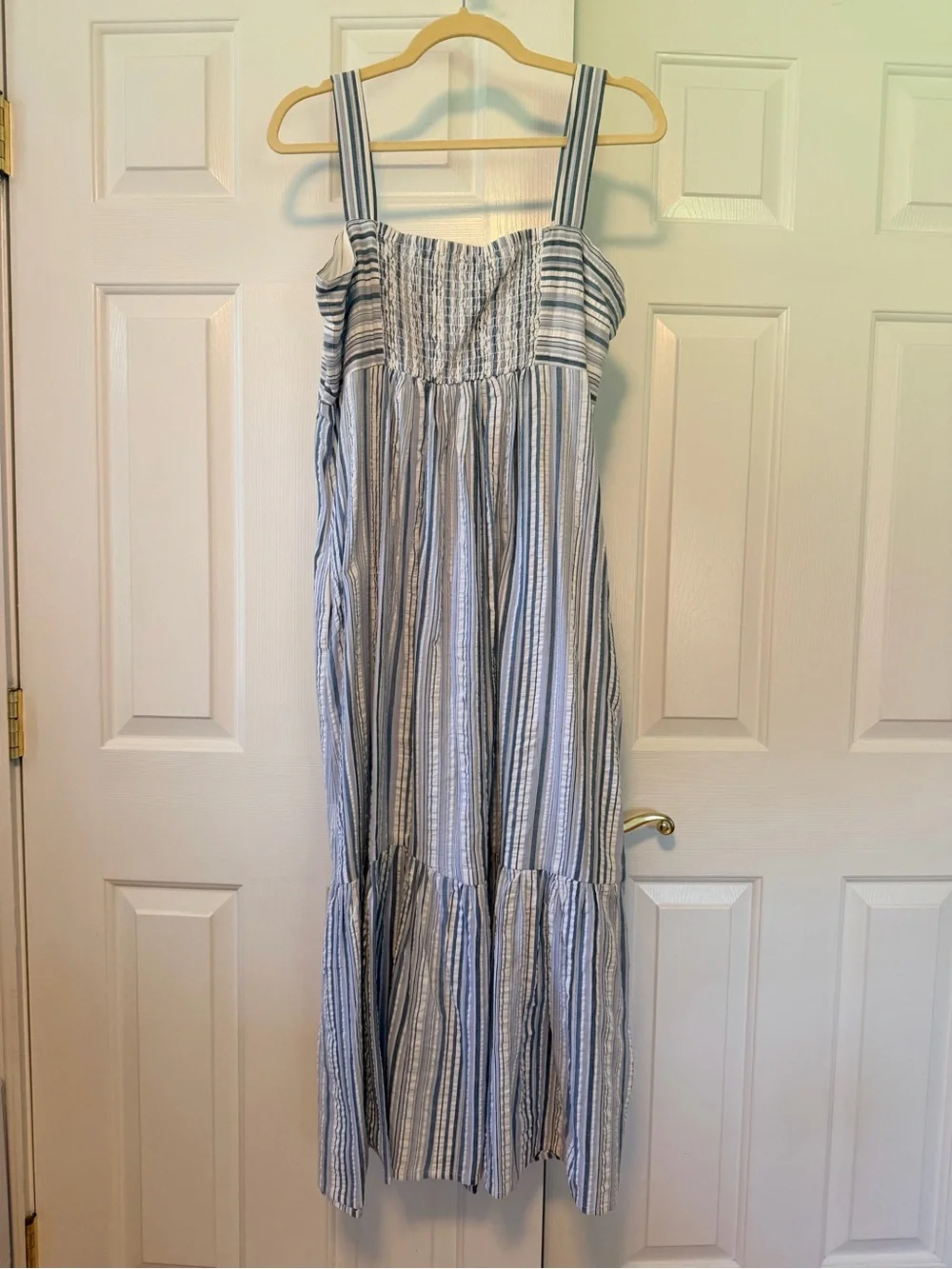 London Times Blue and White Striped Maxi Sundress - Picture 2 of 2